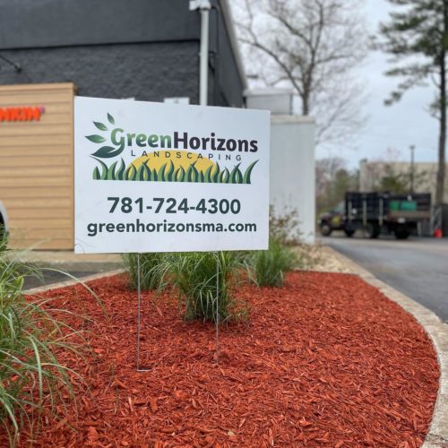Green Horizons Landscaping 23 yards of much for Dunkin' Donuts Rockland, MA